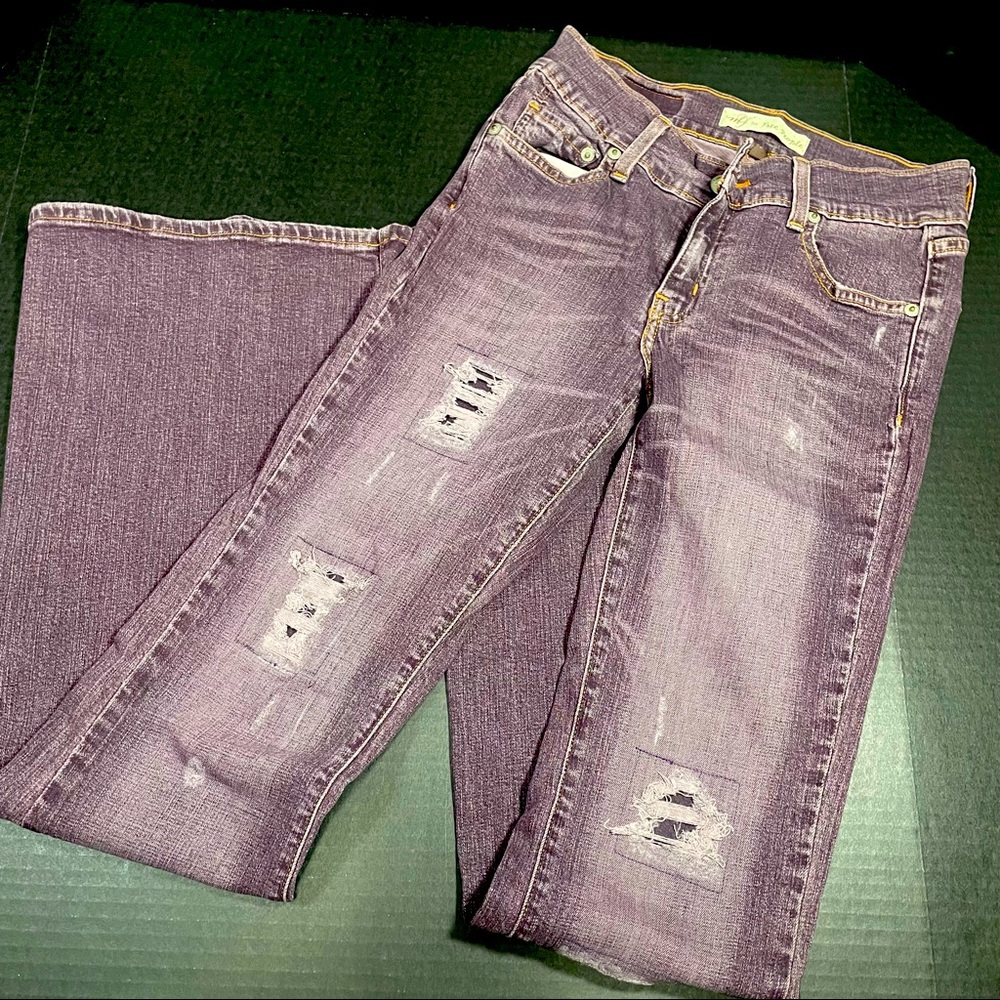 BRAND NEW M2F for FREE PEOPLE Plum Distressed Hella Flare Jeans 28 Awesome $FIRM